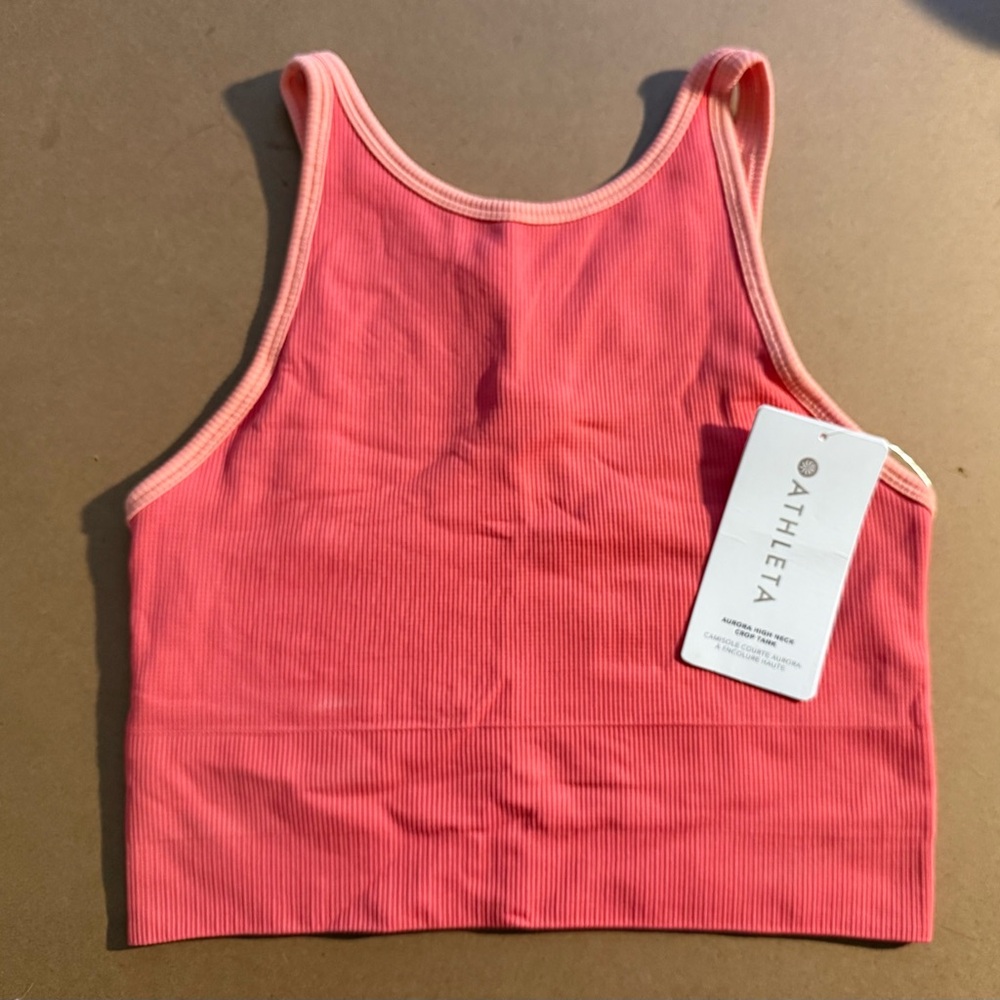 Athleta High Neck Crop Tank in White